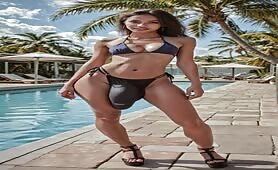 Petite bikini futa at pool