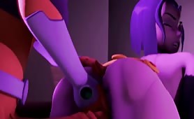 Starfire pounds Raven with her huge Futa cock